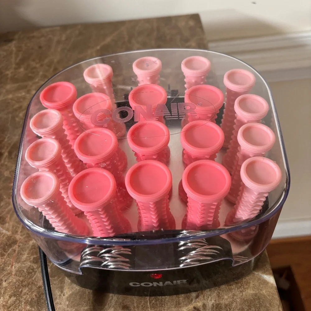 CONAIR Curls & Waves Hot Rollers *TESTED* 20 Pink Rollers and 20 + Clips - Picture 1 of 3